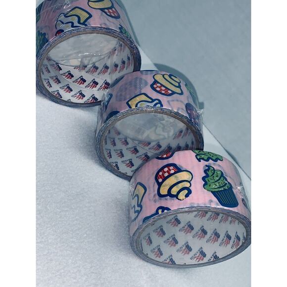 Lot of 3 Duct Tape Cupcake Fashion 1.88" x 10 Yds Crafts Repairs Decorate NOS - Picture 4 of 7